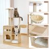 (Do Not Sell on Amazon) Modern Luxury Cat Tree Wooden Multi-Level Cat Tower Cat Sky Castle With 2 Cozy Condos;  Cozy Perch;  Spacious Hammock And Inte