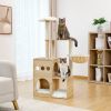 (Do Not Sell on Amazon) Modern Luxury Cat Tree Wooden Multi-Level Cat Tower Cat Sky Castle With 2 Cozy Condos;  Cozy Perch;  Spacious Hammock And Inte