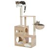 (Do Not Sell on Amazon) Modern Luxury Cat Tree Wooden Multi-Level Cat Tower Cat Sky Castle With 2 Cozy Condos;  Cozy Perch;  Spacious Hammock And Inte