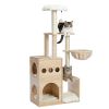 (Do Not Sell on Amazon) Modern Luxury Cat Tree Wooden Multi-Level Cat Tower Cat Sky Castle With 2 Cozy Condos;  Cozy Perch;  Spacious Hammock And Inte