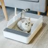 Spacious 20-Inch Open Cat Litter Box with Snap-On Fence - Easy-to-Clean, Extra Large Size for Cats of All Ages