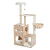 (Do Not Sell on Amazon) Modern Luxury Cat Tree Wooden Multi-Level Cat Tower Cat Sky Castle With 2 Cozy Condos;  Cozy Perch;  Spacious Hammock And Inte