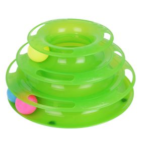 Pet Cat Crazy Ball Disk Interactive Toys Amusement Plate Trilaminar Funny Toy (Color: Green)