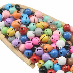 10 Pcs 14mm Iron Candy Color Paint Small Bell Keychain Doll Accessories Pet Collar Pendant Christmas Metal Bell (Color: Pink)