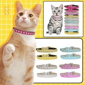 Super Shining Diamond Rhinestone Cat Collar Puppy Baby Dog Cat Collar Leather Strap Kitten Accessories Adjustable Puppy Collar (Color: rose red, size: 25cm)