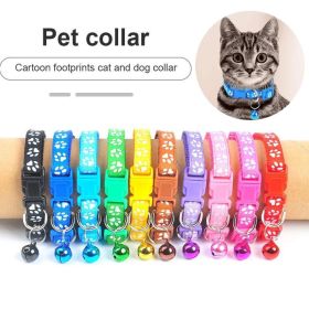 New Cute Bell Collar For Cats Dog Collar Teddy Bomei Dog Cartoon Funny Footprint Collars Leads Cat Accessories Animal Goods (Metal Color: Blue, size: 1 Piece)