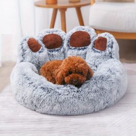 Dog Bed Cat Pet Sofa Cute Bear Paw Shape Comfortable Cozy Pet Sleeping Beds For Small, Medium, And Large Dogs And Cats, Soft Fluffy Faux Fur Cat Cushi (Color: Grey, size: XL-35.43*35.43*17.72 Inch)