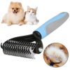 Grooming Brush For Pet Dog Cat Deshedding Tool Rake Comb Fur Remover Reduce 2-Side Dematting Tool For Dogs Cats Pets Grooming Brush Double Sided Shedd