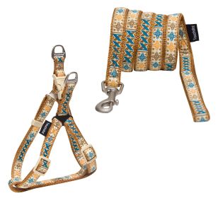 Touchdog 'Caliber' Designer Embroidered Fashion Pet Dog Leash And Harness Combination (Color: Brown Pattern, size: medium)